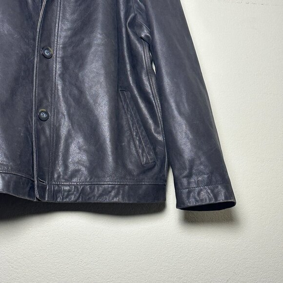 Merona Biker Moto Coat Leather Jacket Men XL Outerwear Button Zip Fall Winter - Picture 12 of 14